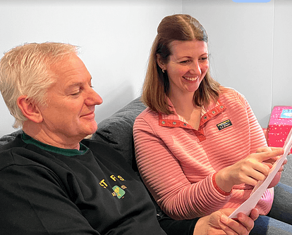 Image of speech pathologist teaching senior